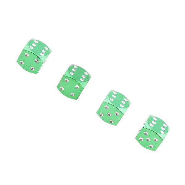 

4pcs dice shape tyre valve covers caps stems for car bike truck motorcycle green