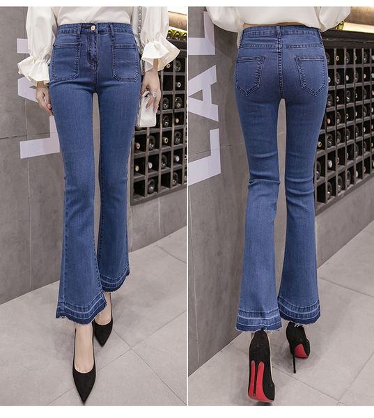 

jinyilai blueberry ms широкий legged брюки прямые ноги джинсы, Blue