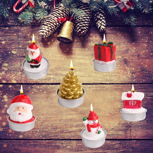 

home party gift christmas santa snowman handmade smokeless candle tea light flickering christmas party supplies 3pcs/set