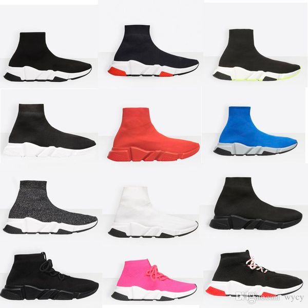 

2019 designer men women Speed Trainer Luxury Sock Shoes black white red glitter Flat fashion mens Trainers Runner size 36-45