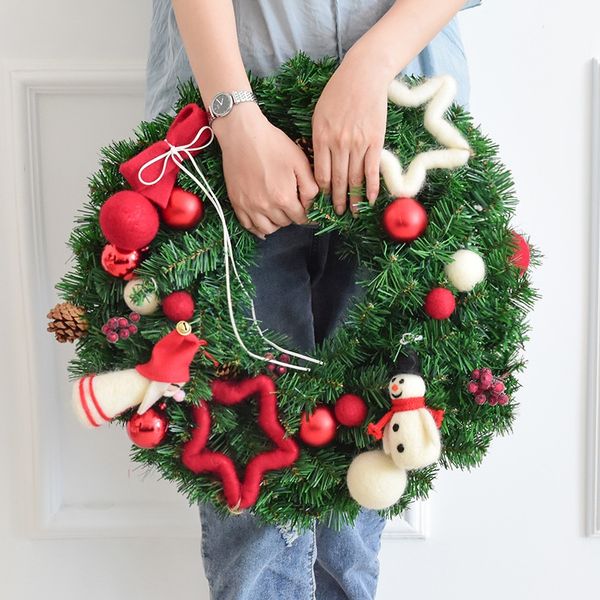 

40cm doll wall hanging christmas wreath decoration for xmas party door garland ornament home decor holiday accessories t