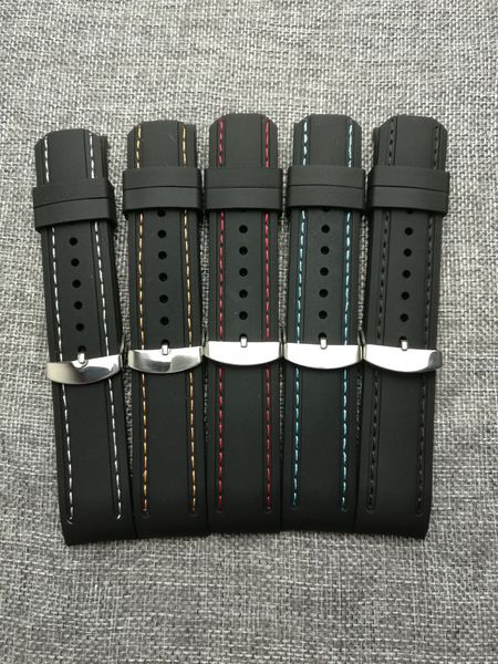 

new silicone rubber strap 22mm strap watch accessories outdoor sports watch waterproof & sweatproof, Black;brown