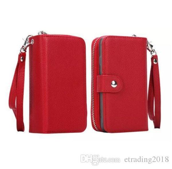 

for iphone x 67 8 10 detachable leather wallet case zipper purse pouch flip card back phone cover