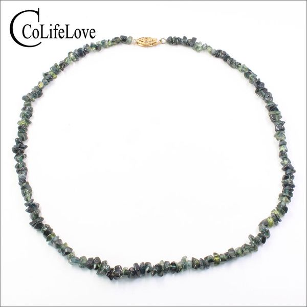

colife jewelry 100% natural sapphire gemstone necklace 40cm 19 gram raw sapphire beads necklace, Silver