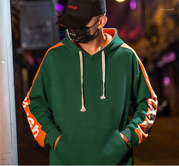 

sweatshirts casual couples hoodies fashion patchwork color male apparel letters printed men hoodies designer long sleeve hooded men, Black