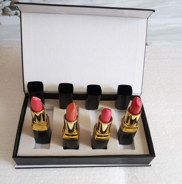

new popular brand color matte lipstick long lasting moisture cosmetic matte makeup red lip 4pcs/set