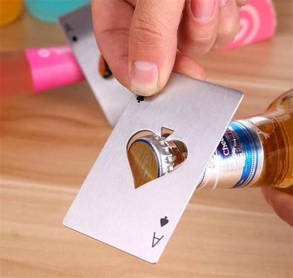 

jevnd black ace poker card opener stainless steel beer openers spades bar tools credit card soda beer bottle cap opener gifts kitchen tools