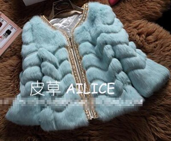 

woman chun qiu han edition euramerican new fund individual character tide short money rabbit hair 7 minutes sleeve fur coat / m-2xl, Black