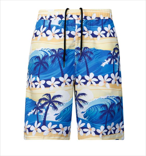 

designer mens beach shorts holiday style coconut tree print quick dry loose pant homme elastic waist shorts, White;black