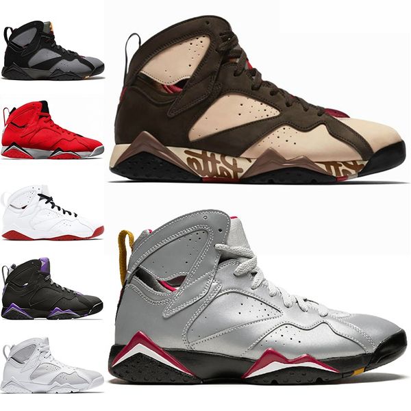 

7 men basketball shoes 7s patta ray allen reflections of a champion mens trainer athletic sports sneakers size 41-47, White;red