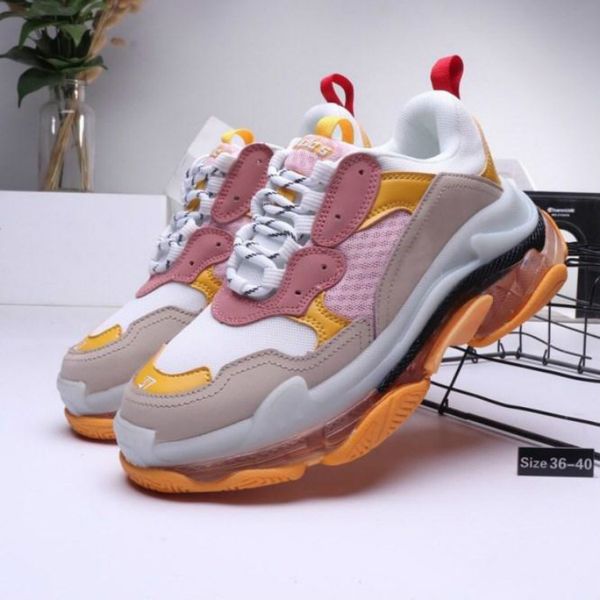 

men women fashion balanciaga shoes sneakers cushion triple s 3.0 combination nitrogen outsole crystal bottom dad casual shoes sneakers 36-45
