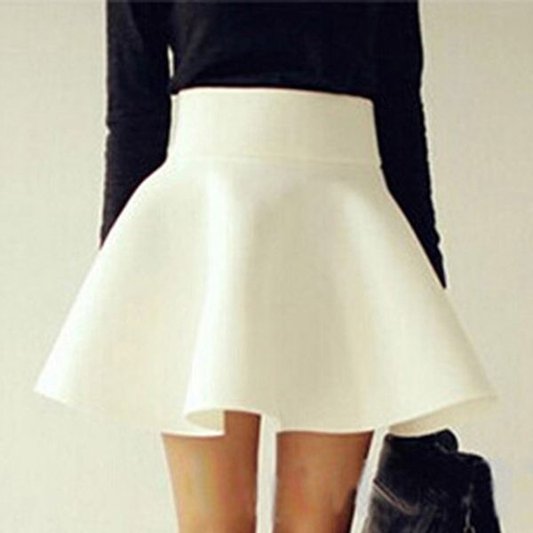 

2019 new ladies mini pleated skirt fashion casual high waist solid color commute women's skirts, Black