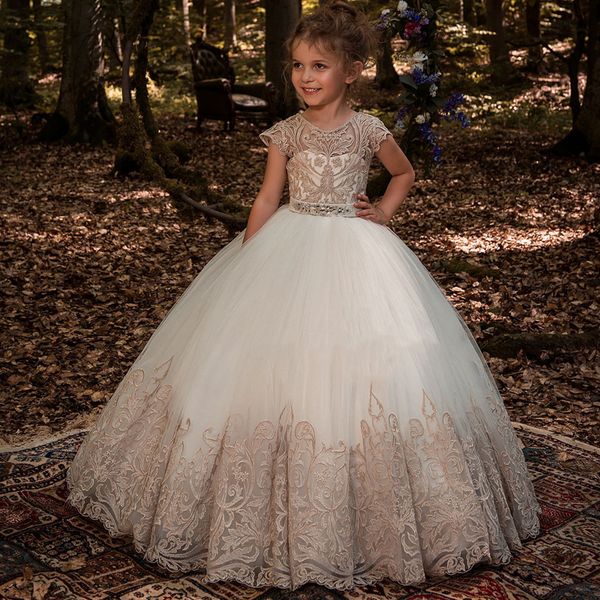 

new flower girl dresses beading sash ball gowns lace appliques floor length flower girls princess elegant wedding pageant dresse, Red;yellow