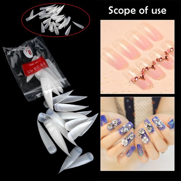 

500 pieces professional waterproof nail tip long salon fake nail piece finished half stick art long makeup tools l58, Red;gold