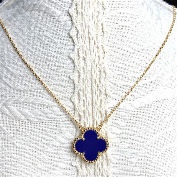 

четыре листа травы ожерелье женщина 925 чистого серебра кулон белый рябчик прилив чистый красный темперамент агата роскошь свет ключицы цепи, Silver