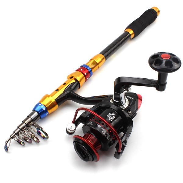 

1.8m-3.6m carbon spinning fishing rod carbon fish spinning pole and 13bb fishing reel set tackle