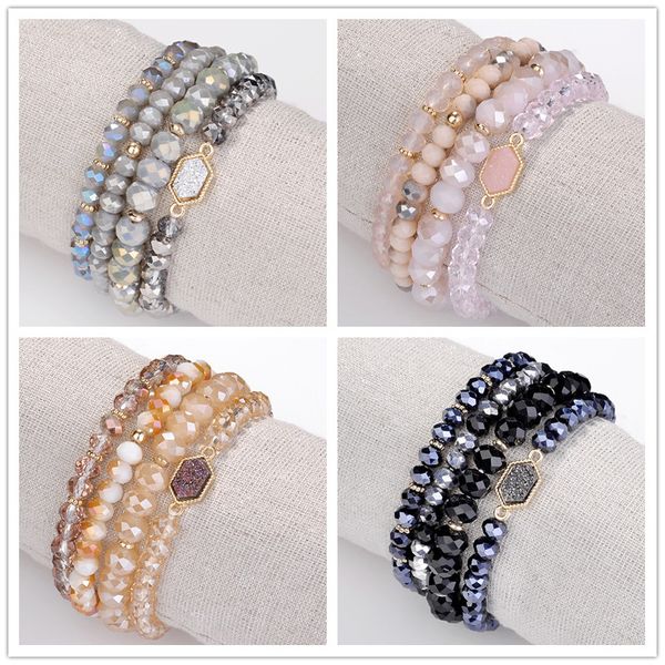 

fashion resin druzy drusy stone bracelet kendra style scott glass crystal beads bracelet for women jewelry, Golden;silver