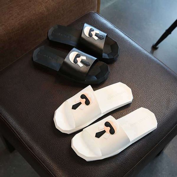 

luxury slippers women and men summer sandals casual shoes printing galeries lafayette brand designer slippers boys and girls slippers, Black