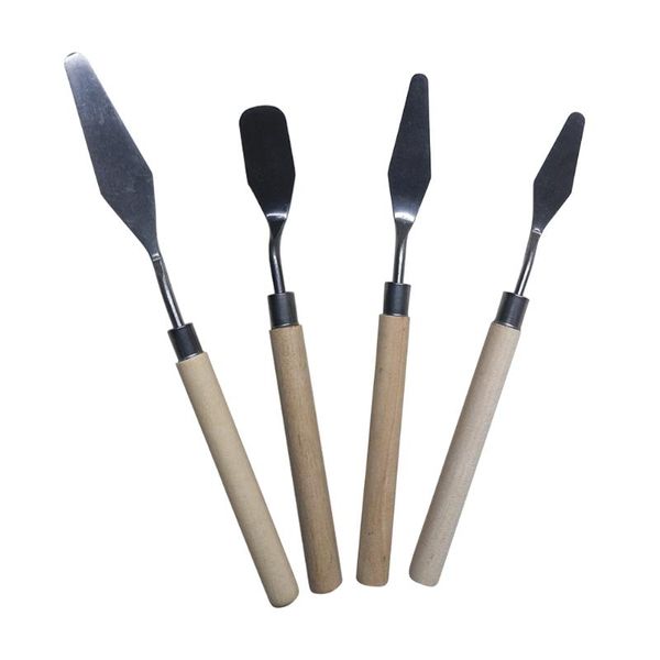 

4pcs oil painting tools spatula for artist student anti slip supplies palette knife stainless steel lightweight scraper
