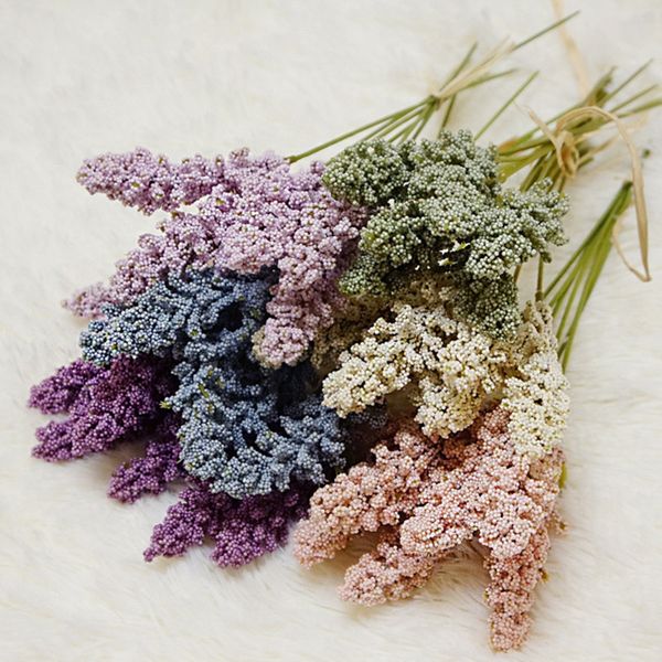

6pcs/bundle artificial vanilla mini foam berry spike artificial flowers for home plant wall decoration cereals plant heap