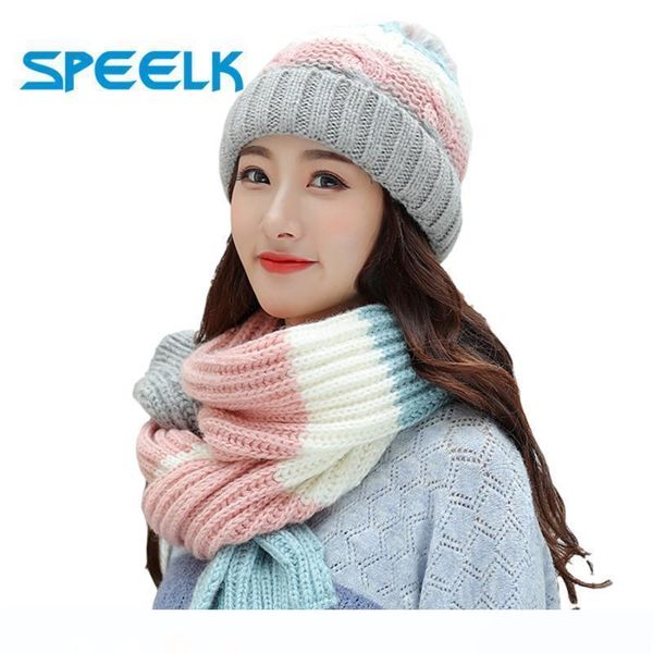 

зимние вязать hat шарф двухсекционный женщины velvet шапочки cap lady бал caps warm wool сладкий симпатичные вязаные earmuffs шляпы женские, Blue;gray