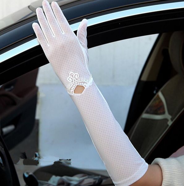 

women' spring and summer driving gloves lady' summer sunscreen long gloves lady' slip-proof lace glove r092, Blue;gray
