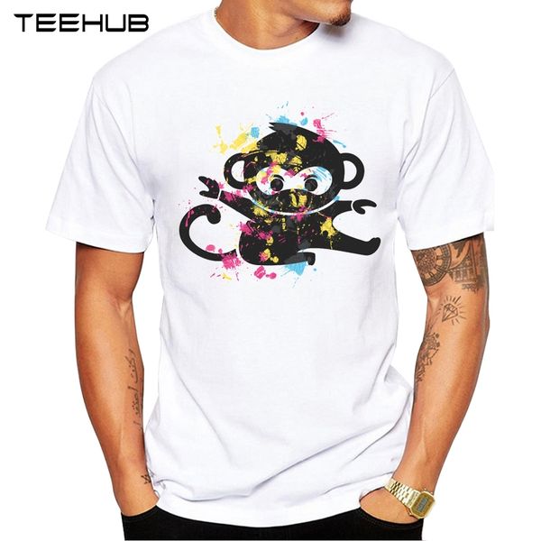 

new arrivals 2019 teehub cool design men's fashion ninja monkey printed t-shirt short sleeve o-neck hipster tee, White;black