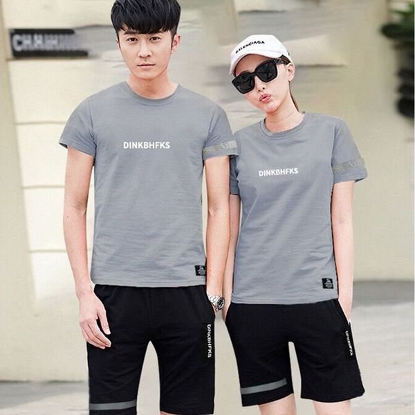 

повседневные наборы летние спортивные костюмы мужчины и женщины 2 шт комплект футболка+шорты мода спортивная одежда бег трусцой спортивный к, Gray