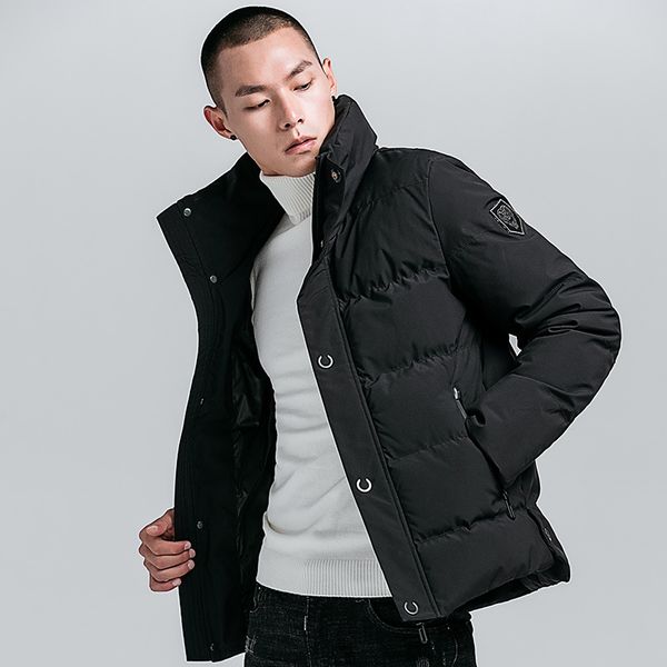 

2019 winter jacket new style stand-up collar casual youth men's warm cotton-padded clothes male winter simple fashion cotton-pad, Black