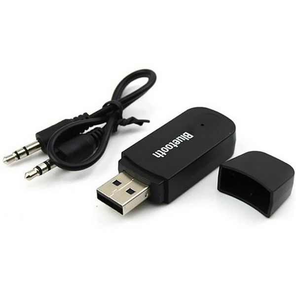 DC 5 V USB Güç Bluetooth Ses Müzik Alıcısı 3.5mm Ses Kablosu ile Siyah USB Bluetooth Adaptörü Kablosuz Stereo Ses Alıcısı Telefon için