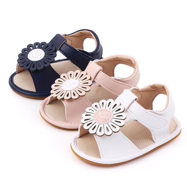 

2020 summer baby girls breathable anti-slip shoes pu flower sandals toddler soft soled babe girl sandal 0-18mdropshipper, Black;red