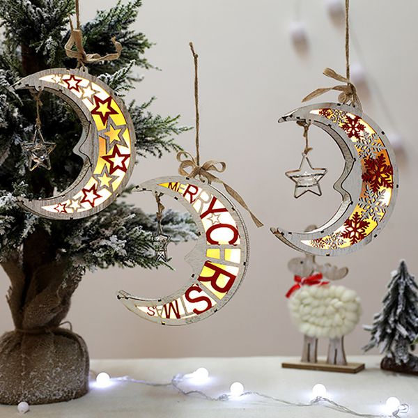 

christmas wooden charm glowing pendant christmas tree festival party decorations navidad 2020 decoraciones para el hogar