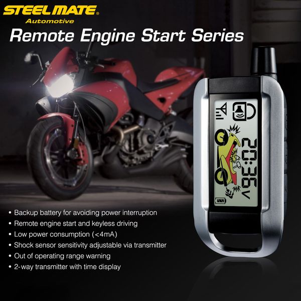 

steelmate 986xo alarm 2 way motorcycle alarm system remote control engine start anti-theft security system lcd transmitter