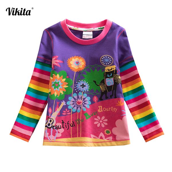 

vikita t shirts children kids child t-shirt long sleeve t shirt for girls baby tshirt tee shirt fille girls clothes l328, Blue