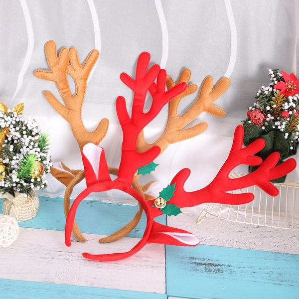 

2 pieces of reindeer antlers headband christmas bells big antlers christmas headband party