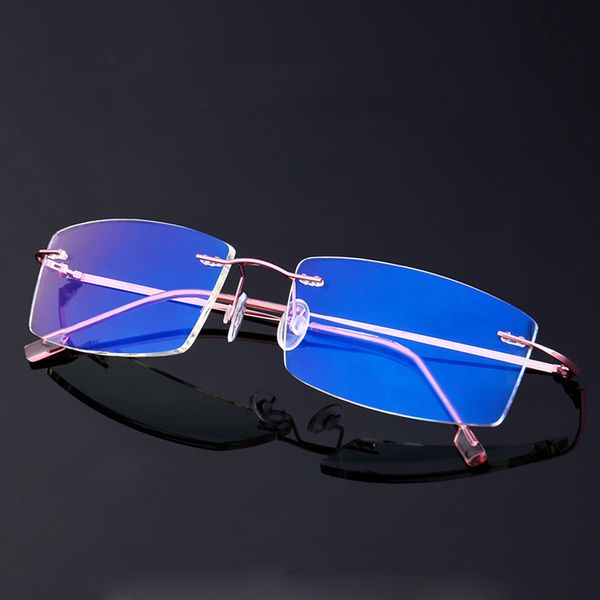 

2018 new titanium glasses ultra-light titanium frameless eyeglasses anti-blue light lens glasses thin temples, Black