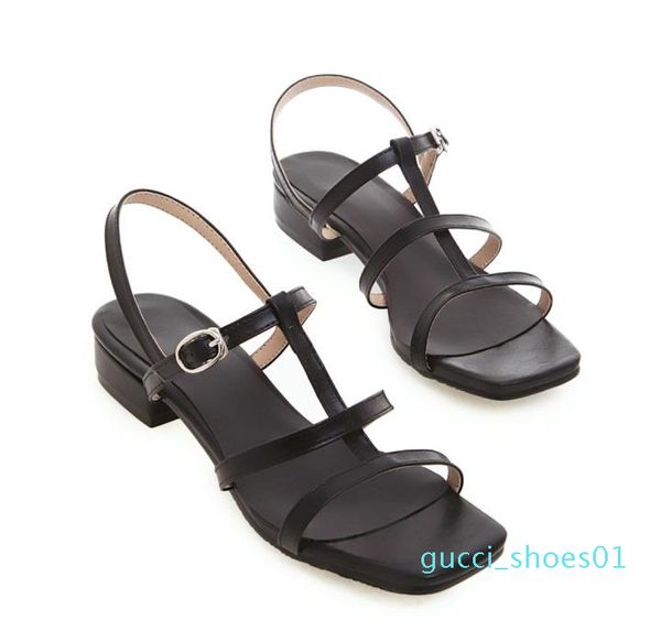 

big small size 31 to 42 to 46 casual style yellow blue t strap low heel sandals luxury women designer slides tradingbear g01, Black