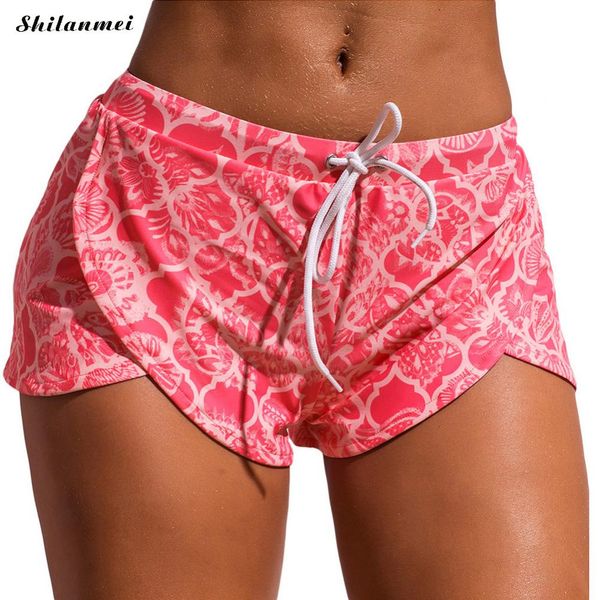 

2018 women beach shorts swimsuit trunks women print brief bathing suits swimwear underwear female boxer swimming short