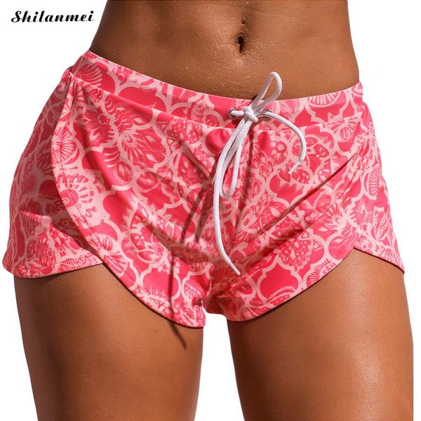 

2018 women beach shorts swimsuit trunks women print brief bathing suits swimwear underwear female boxer swimming short