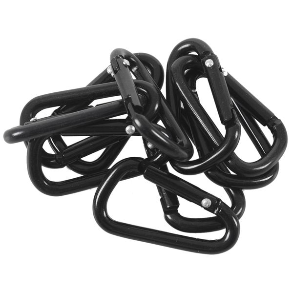 

camping d shape metal carabiner spring loaded clips hook 100 black, Silver