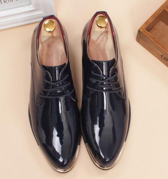 

men's shoes in spring and autumn low heel pointed end, Black