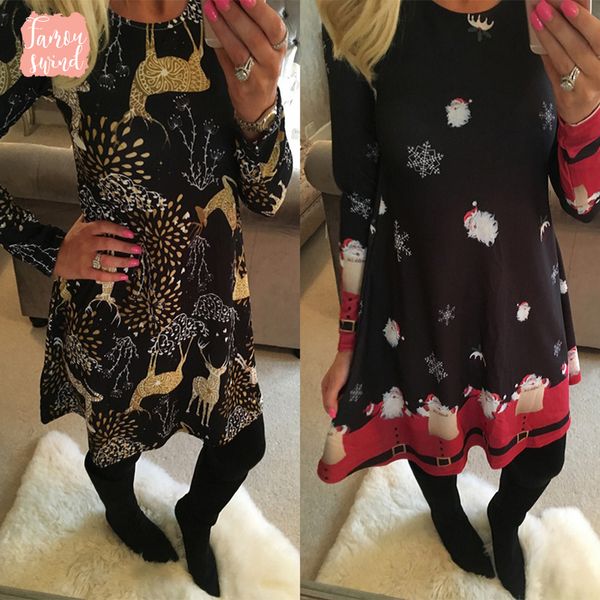 

зимние повседневные платья crew neck год рождество платье женщин с длинным рукавом цветочный плюс размер дизайнер одежды femme o шеи дамы, Black;gray