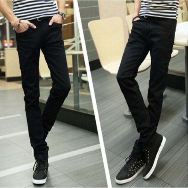 

черные тонкие джинсы мужские развивайте в себе нравственность trend black ноги брюки, Blue