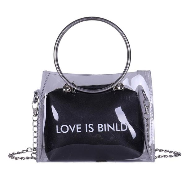 

trend lady transparent square bag solid fashion shoulder bag messenger + hand wallet open closure type versatile may 7