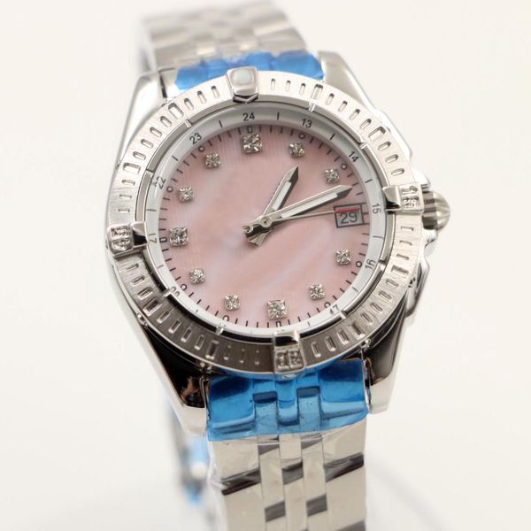 

br 1884 galactic pink mother of pearl dial ladies watch 35mm outdoor womens watches quartz wristwatches with fixed bezel, Slivery;brown