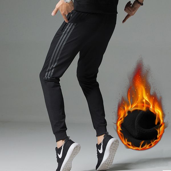 

ww437 men's new casual trousers men's fashion sports trousers striped foot, Black