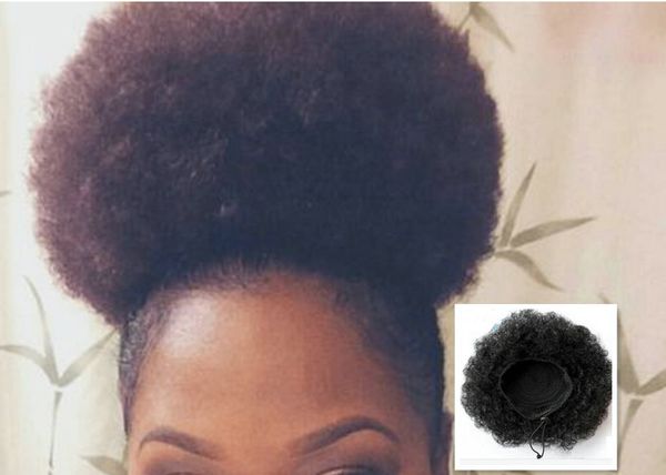 3b 4C afro puff Kinky riccio con coulisse estensione coda di cavallo coda di cavallo afroamericana tessere chignon updo 120g