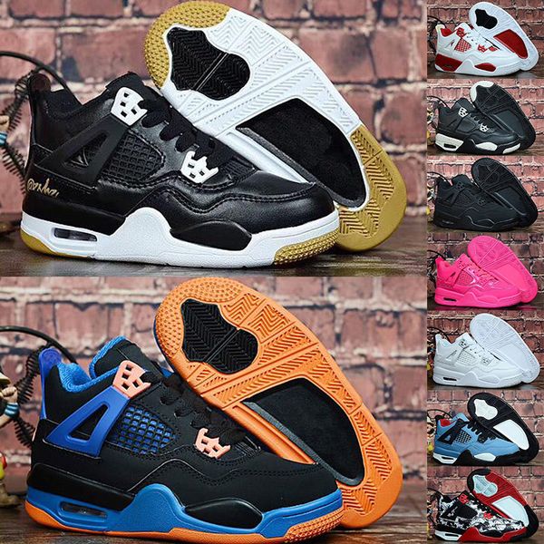 

jumpman 4 kids basketball shoes kids out door sports shoes chicago punch travis 4s scotts boy girls luxury athletic sneaker eur 28-35, Black