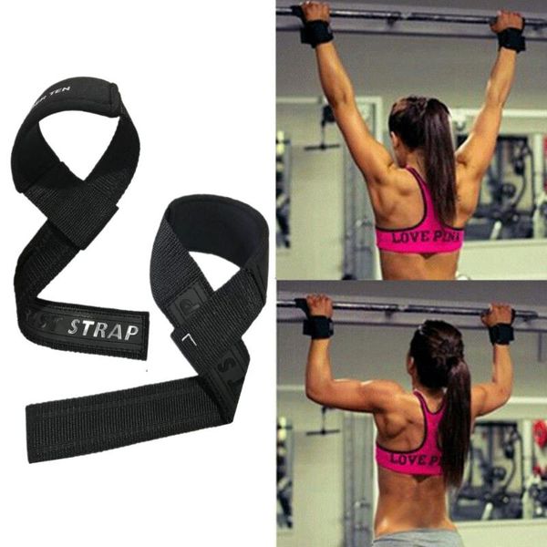 

weight lifting straps gym sports fitness 1 pair wrist belt strap hand support black body building training protection barbell