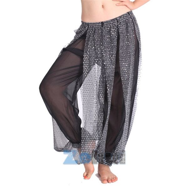 

chic women chiffon sequin shinny loose harem pants belly dance bloomer trouser 6 colors rk, Black;red